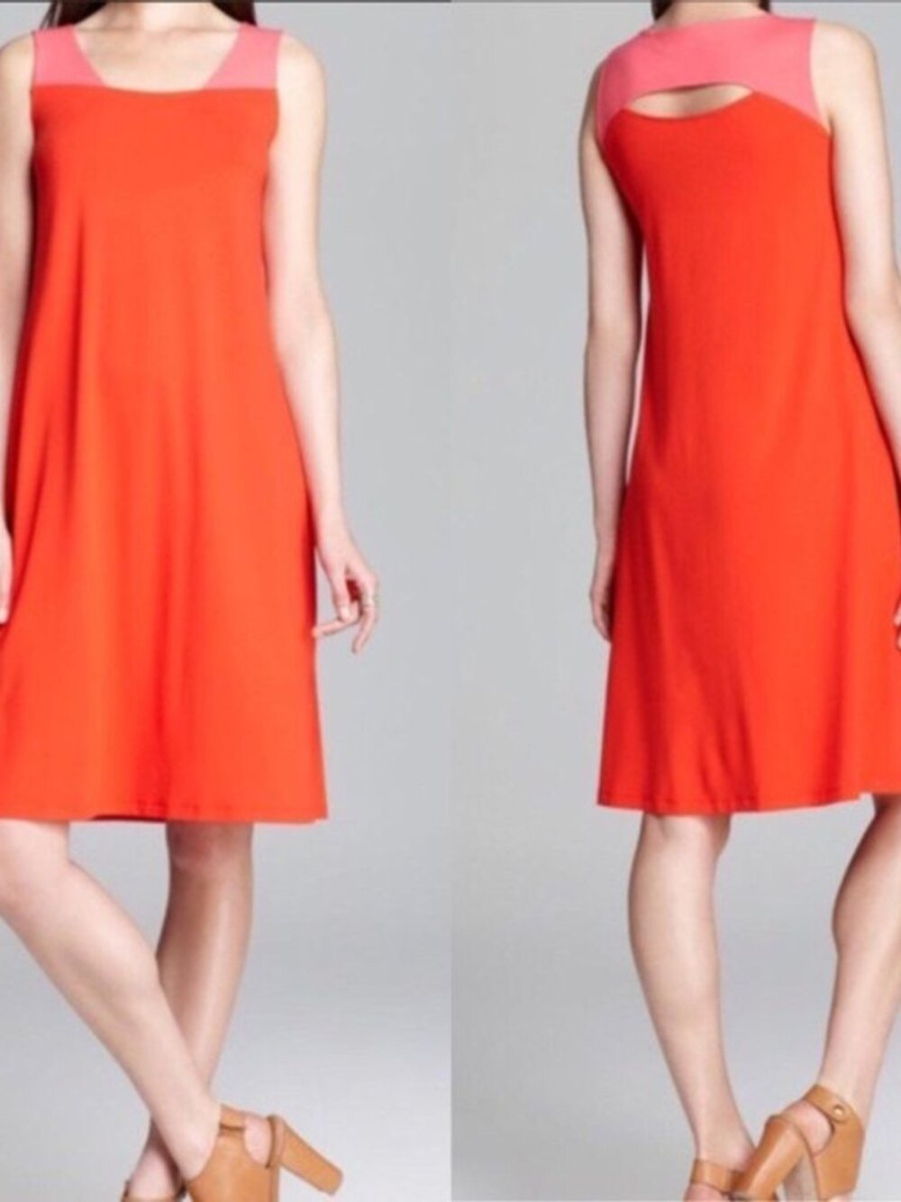 Eileen Fisher Color Block Shift Dress Size Large